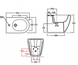 Биде напольное Olympia коллекция Nicole х55х37х42 с переливом 05NI