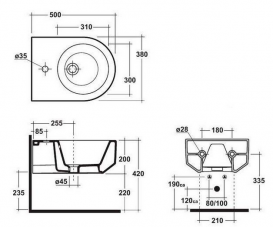 Биде подвесное Olympia коллекция Tutto 50х38х42 с переливом TY50