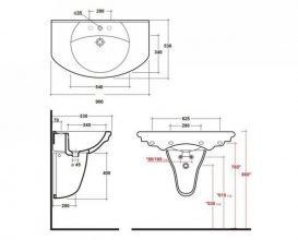 Раковина для ванної підвісна Olympia колекція Federica біла 82.40