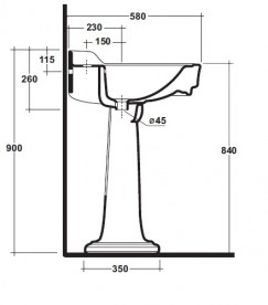 Раковина для ванної на п'єдестал Olympia колекція Impero біла 08.11