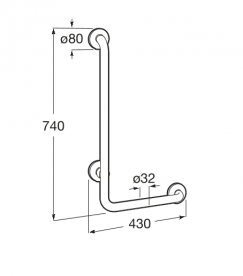 Опорний поручень для ванної Roca Access Comfort кутовий 90 ° правий 43х74 см білий A816906009