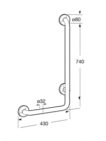 Опорний поручень для ванної Roca Access Comfort кутовий 90 ° лівий 43х74 см білий A816907009
