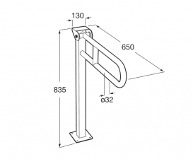 Опорний поручень для ванної Roca Access Comfort підлоговий рухливий 65 см білий A816910009