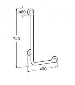 Опорний поручень для ванної Roca Access Pro кутовий 90 ° лівий 43х74 см білий A816958009