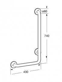 Опорний поручень для ванної Roca Access Pro кутовий 90 ° правий 43х74 см білий A816959009