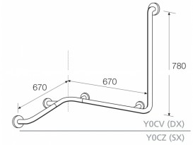 Опорний поручень кутовий Hatria Autonomy з лівої вертикальної штангою білий Y0CZ
