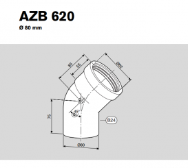 Отвод 45° Ø80 Bosch AZB 620 пластик серый 7719001535