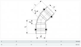 Відвід 45° Viega Prestabo 1126 54 нелегована сталь 558321
