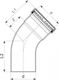 Відведення 45° Viega Sanpress Inox G 0226.1XL з SC-Contur d64 нержавіюча сталь 578299