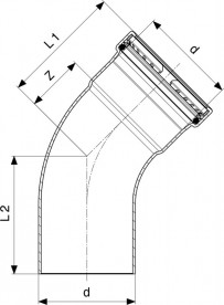 Відведення 45° Viega SeaPress 0326.1XL d108 сплав CuNiFe 90/10 556600