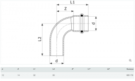 Отвод 90° Viega Prestabo 1116.1 12 нелегированная сталь 605179