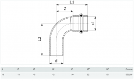 Отвод 90° Viega Prestabo 1116.1 18 нелегированная сталь 558208