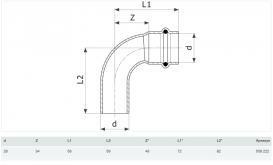 Отвод 90° Viega Prestabo 1116.1 28 нелегированная сталь 558222