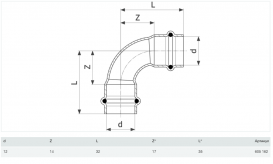 Отвод 90° Viega Prestabo 1116 12 нелегированная сталь 605162