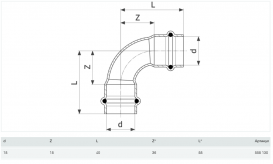 Отвод 90° Viega Prestabo 1116 18 нелегированная сталь 558130