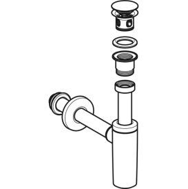Отвод для раковины Geberit с сифоном пробка донного клапана с нажимным механизмом горизонтальный выпуск 151.021.21.1