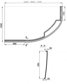 Панель для угловой ванны левая Ravak A Rosa II 160 L фронтальная акрил CZM1200A00