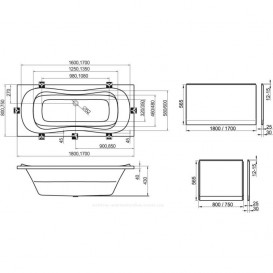 Панель для ванни Ravak U 75 бічна акрил з кріпленням CZ00130A00