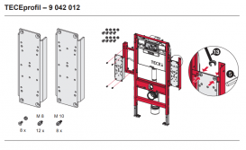 Панели для установки поддерживающих поручней с застенным модулем Tece Teceprofil на модуль 9300009 нержавеющая сталь 9042012