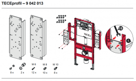 Панели для установки поддерживающих поручней с застенным модулем Tece Teceprofil на модуль 9300009 нержавеющая сталь 9042013