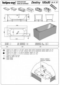 Панели Kolpa San фронтальная и боковая с опорной рамой для ванны Destiny 180x80 см белый 571290