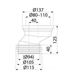 Патрубок для унитаза AlcaPlast эксцентрический 40 мм A991-40