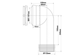 Патрубок гумовий каналізаційний McAlpine 90° з фланцевою прокладкою MAC8L-EXS