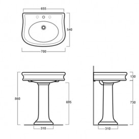 Пьедестал для раковины Simas Lante фаянс белый LA03