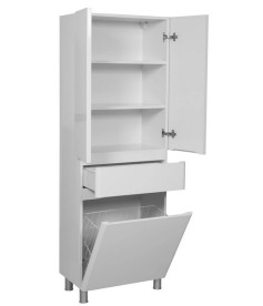 Пенал для ванной Аквародос Акцент напольный 60х35,5х175 см с корзиной ДСП/МДФ белый АР000000834