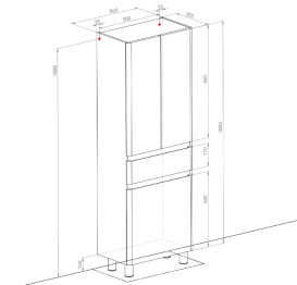 Пенал для ванної кімнати Аквародос Акцент підлоговий 60х35,5х175 см з кошиком ДСП/МДФ білий АР000000834
