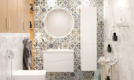 Пенал для ванної кімнати Аквародос Альфа підвісний 40х31х165 см ДСП/МДФ білий АР000000882