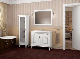 Пенал для ванной Аквародос Беатриче напольный 50,5х36,5х162 см ДСП/МДФ белый патина хром АР000000919