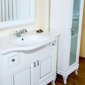 Пенал для ванной Аквародос Беатриче напольный 50,5х36,5х162 см ДСП/МДФ белый патина хром АР000000919