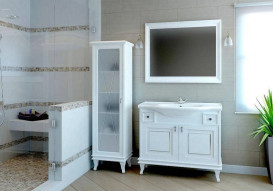 Пенал для ванной Аквародос Беатриче напольный 50,5х36,5х162 см ДСП/МДФ белый патина хром АР000000919