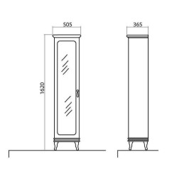 Пенал для ванної кімнати Аквародос Беатриче підлоговий 50,5х36,5х162 см ДСП/МДФ чорний патина золото АР000000929