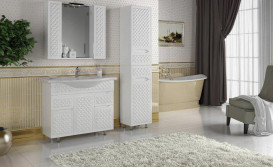 Пенал для ванной Аквародос Родорс напольный 40х32,5х195 см с корзиной ДСП/МДФ белый АР000001182