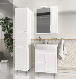 Пенал для ванной Аквародос Родорс напольный 40х32,5х195 см с корзиной ДСП/МДФ белый АР000001182