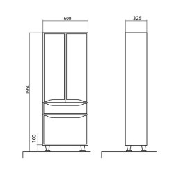 Пенал для ванної кімнати Аквародос Родорс підлоговий 60х32,5х195 см з кошиком ДСП/МДФ білий АР000001183