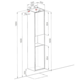 Пенал для ванной Аквародос Шельф подвесной 35х30х165 см ДСП/МДФ нордленд АР000082704