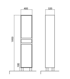 Пенал для ванної кімнати Аквародос Валенсія підлоговий 40х32х195 см МДФ білий АР000000944