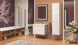 Пенал для ванної кімнати Аквародос Венеція підвісний 40х33,5х165 см з кошиком ДСП/МДФ білий АР000000954