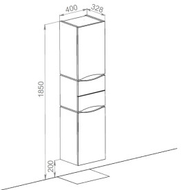 Пенал для ванної кімнати Аквародос Венеція підвісний 40х33,5х165 см з кошиком ДСП/МДФ білий АР000000954