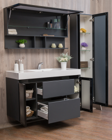 Пенал для ванної Fancy Marble Barbados 38х28 см підвісний МДФ сірий ПBarbados3С