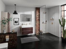 Пенал для ванної Hansgrohe Xevolos E 40х37х176 см петлі зліва пісочно-бежевий матовий/темний дуб 54219730