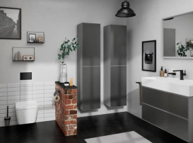 Пенал для ванной Hansgrohe Xevolos E 40х37х176 см петли справа сланцево-серый матовый/сланцево-серый 54223770