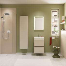 Пенал для ванной Hansgrohe Xilesa E 40х20 см петли слева МДФ песочно-бежевый матовый 54285780