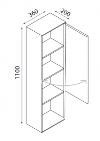 Пенал для ванної Hatria підвісний DX 36Х110 см з відкритими полицями ДСП тік Y3A4KK