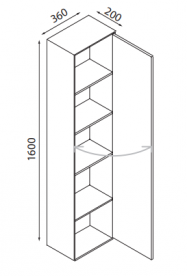 Пенал для ванной Hatria подвесной DX 36х160 см однодверный ДСП тик Y3A6KK