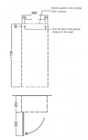 Пенал для ванної Hatria підвісний SX 36х110 см з відкритими полицями ДСП тортола 