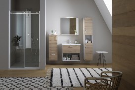 Пенал для ванної Kolpa-san Evelin E 1702 37х170 см ДСП сірий/дуб 574080